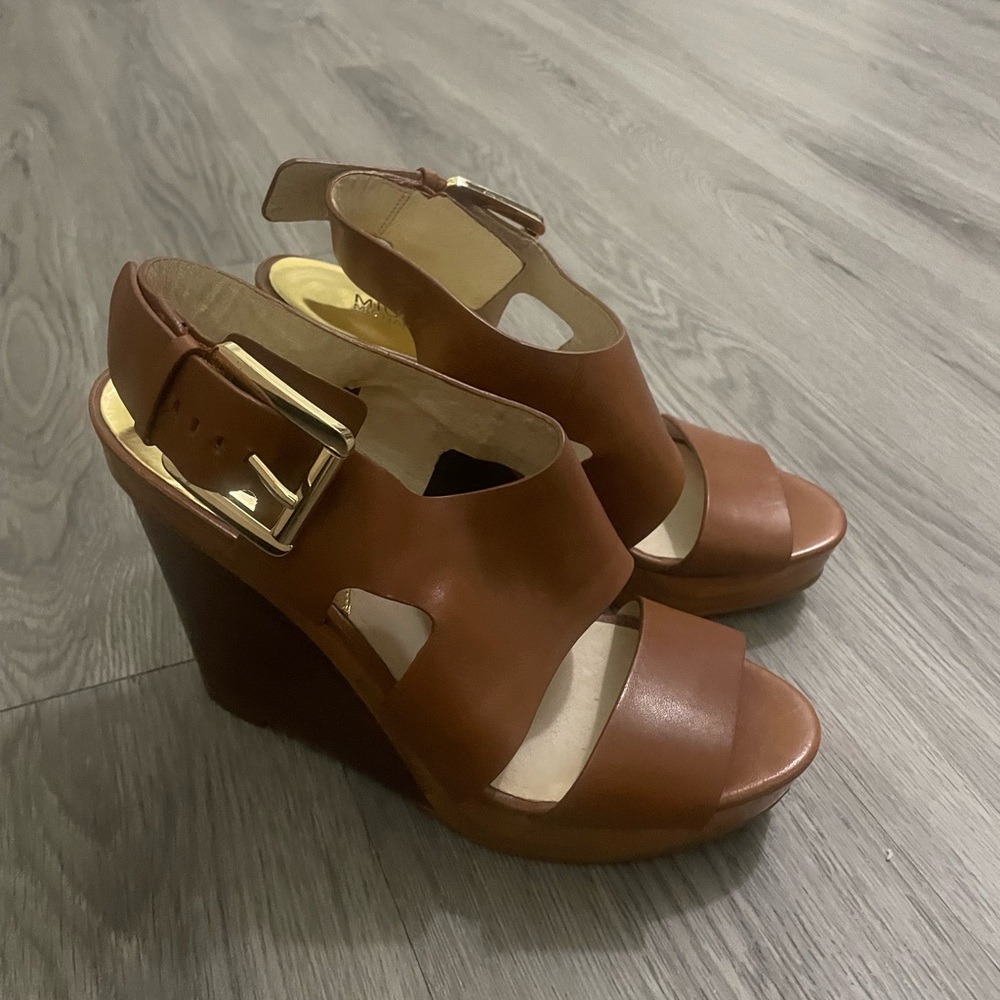Michael Kors Tan Wedge Sandals